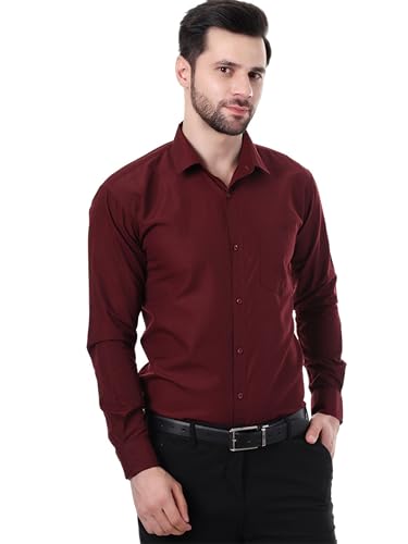 Image of XJARVIS Austin Men's Combed Cotton Shirt | Solid Plain Formal & Casual Shirt for Men | Regular Fit | Spread Collar | Full Sleeve | Office Wear Shirt with Pocket