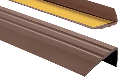 ProfiPVC Perfil de PVC 50mmx25mm, 80 cm - autoadhesivo de borde para escaleras en Forma de L, Tiras antideslizantes para peldaños, Esquina para cantos - Cantonera Protector, Marrón Cover