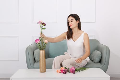 Image of Leewadee - Gold Floor Vase for Pampas Grass, Large Flower Vase for Home Decor, 12 inches, Resin