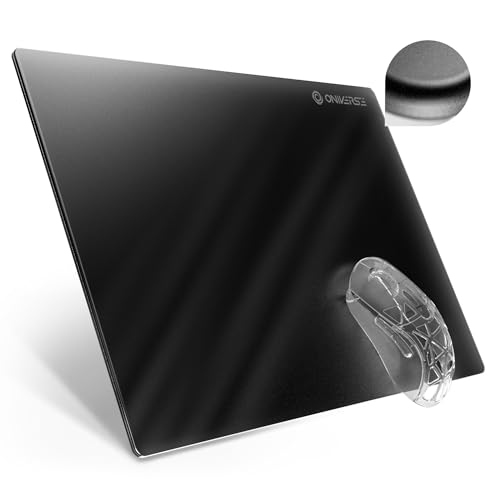 Oniverse Gaming-Mauspad aus gehärtetem Glas matt 35 x 25 cm mikrogeprägte Oberfläche sehr glatt schnelles Gleiten hohe Präzision rutschfeste Unterseite langlebig und leicht zu reinigen