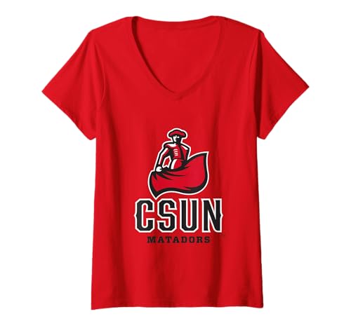 Womens Cal State Northridge Matadors Icon Red Officially Licensed V-Neck T-Shirt