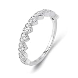 Tolldek Anillo de boda de oro blanco de 14 quilates, con moissanita, oro 585, talla 65 (20,7)