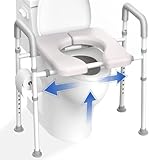 Raised Toilet Seat with Handles - Height & Width Adjustable Toilet Seat Riser for Seniors, Elevated Toilet Seat for Elderly, Disabled, Fit Any Toilets