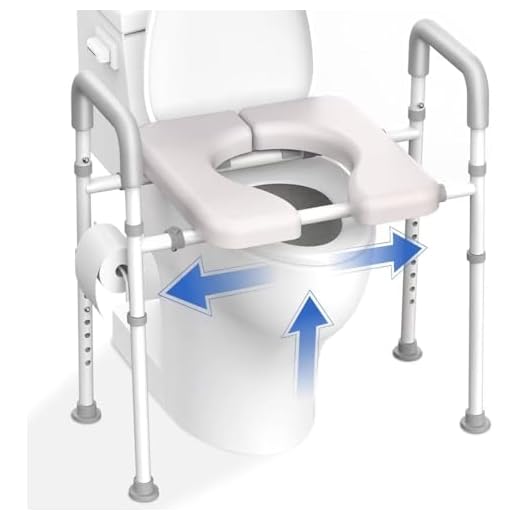 Raised Toilet Seat with Safety Handles - Height & Width Adjustable Toilet Aid for Elderly Disabled, Heavy Duty Toilet Support Frame with Non-Slip Ferrules, Fits Most Toilets, 400lbs Weight Capacity