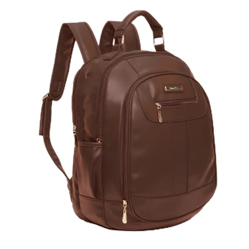 Mochila Couro Antifurto Feminina Bolsa Casual Impermeável - Marrom