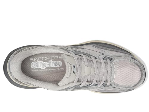 Skechers Baskets de Sport Stamina pour Femme, Garniture en Maille Grise Duraleather argenté, 40 EU