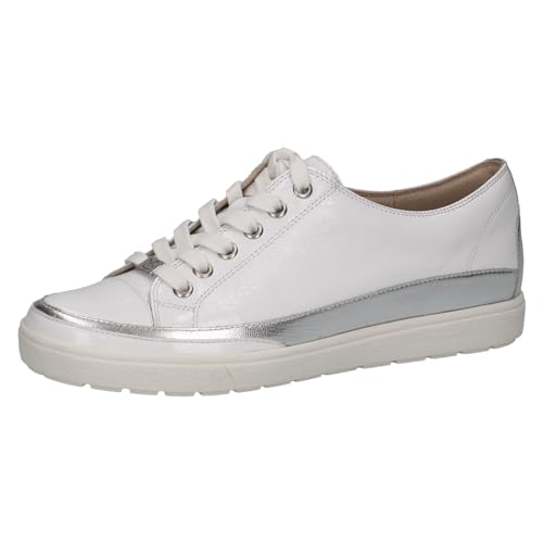 CAPRICE Damen Sneaker flach aus Leder mit Schnürsenkeln, Weiß (White Comb), 39 EU