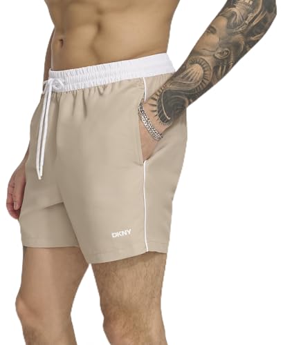DKNY Men's Lightweight Quick Dry Volley UPF 40+ Protection Swim Trunk