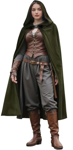 HOMELEX Renaissance Hooded Cloak Halloween Medieval Costume Cosplay Short Cape for Men and Women
