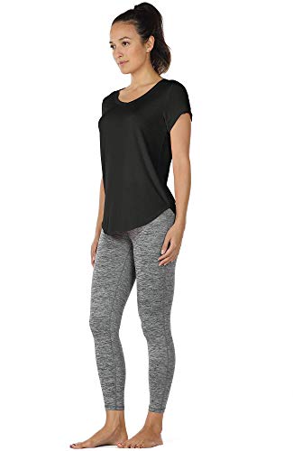 Image of icyzone Open Back Yoga Shirts for Women - Exercise Workout Tops, Athletic Short Sleeves, Running T-Shirts Loose Fit