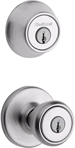 Kwikset 690 Tylo Entry Knob and Single Cylinder Deadbolt Combo 1-Pack, Satin Chrome