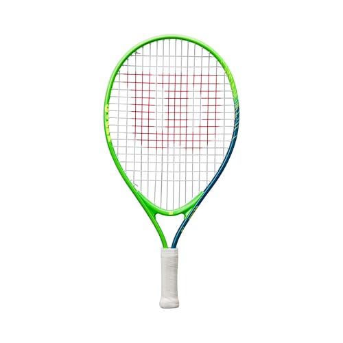 Raqueta de Tenis Wilson Slam Jr 19, Proporciona Resistencia Ligera y Control Sin Esfuerzo, Dimensiones Amigables para Niños, Lista para Juego de Alto Rendimiento, Color: Azul, Tamaño: 19