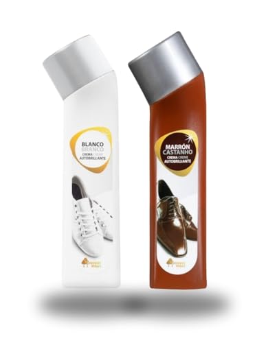 Genérico Bosque Verde Pack Crema Autobrillante para Calzado, Blanco y Marrón, 2 Unidades, con Esponja Aplicadora