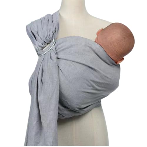 Babytragetuch Ring Sling Babytragetücher ohne Knoten ab Geburt Babytrage (Grau)