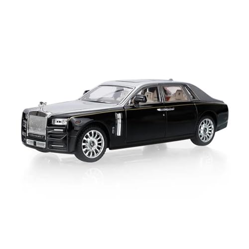 Modelos A Escala 1 24 para El Modelo De Automóvil Rolls-Royce Phantom, Vehículo De Simulación De Fundición A Presión, Juguete Coleccionable Decoración del Hogar(BlackSilver)