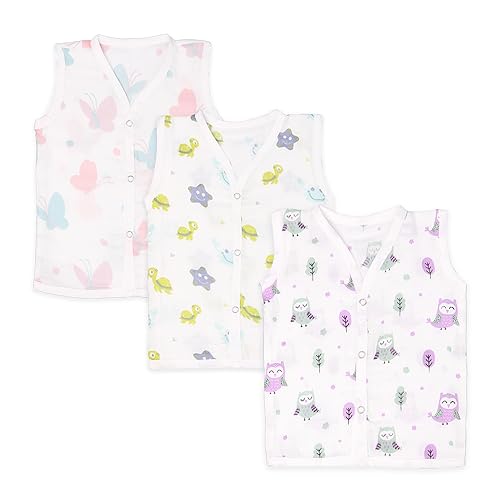 Image of Kidbea Baby Jhabla for Newborn Baby | Cute Printed Muslin Cotton Clothes for Infants Kids | Soft Breathable Sleeveless Baby Wear