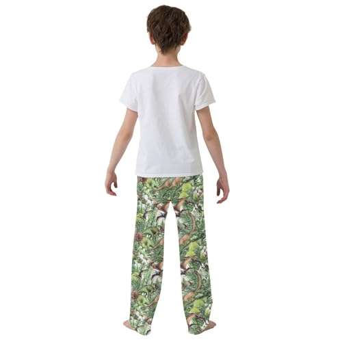 ZZXXB Jungle Dinosaur Boys Long Pants Soft Trousers Elastic Waist Kids Lounge Bottoms with Pockets S-XL3