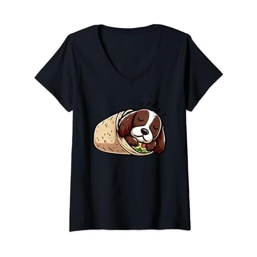 English Springer Spaniel Burrito Funny Dog Mexican Food V-Neck T-Shirt