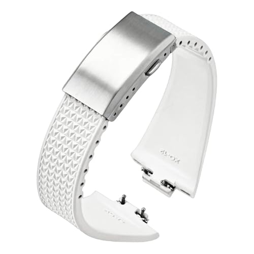 Bracelet montre caoutchouc FKM blanc 11mm boucle pliante Tissot PRX 35mm