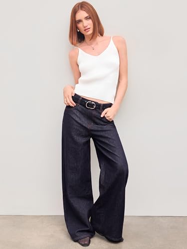 CIDER Women Mid Waist Denim Wide Leg Jeans Trousers Casual Pants Jean with Pocket3