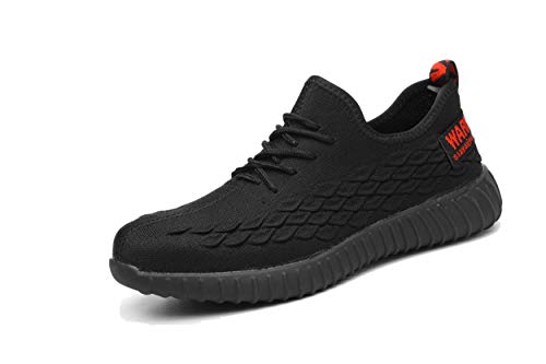 Wasnton Hombre Mujer Zapatillas de Seguridad con Punta de Acero Antideslizante Transpirable S3 Zapatos de Trabajo Comodas Calzado de Trabajo Deportivos Botas de Protección Industria Construcción