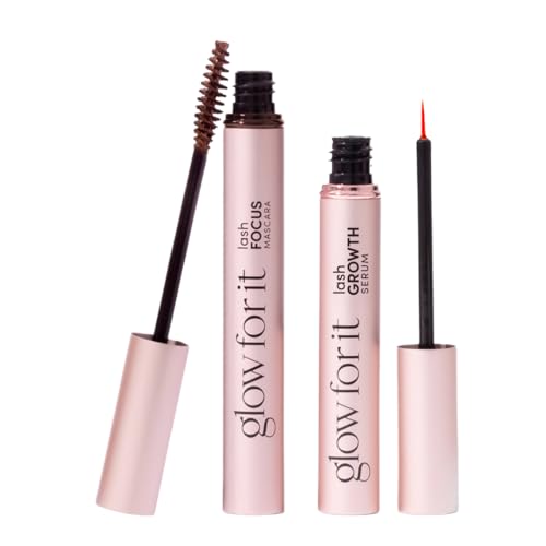 Image of Glow For It - Lash Growth Serum and Brown Growth Mascara Duo | Instant and Long Term Eyelash Length & Volume | Tripeptide Lash-Care Formula | Vegan, Water-Soluble & Cruelty-Free | 3ml & 6ml