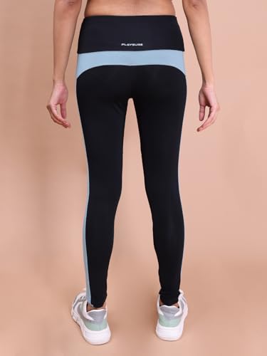 Image of Rupa Colors Womens PLAYSURE Dry FIT Activewear Leggings | Stretchable Warp Knit Fabric | Breathable Mesh Self-Folding Waistband | Body-Hugging | Reflecting Logo