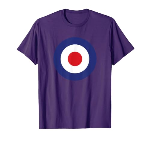 Mod Target Circle Music Logo | Retro Air Force RAF Roundel T-Shirt, Men, Purple, Medium