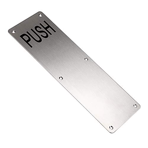 Sumnacon 12 Inch Stainess Steel Door Handle Pull And Push Plate Silver 2 Sets-For Home/Office/Warehouse/Public Places And Suitable Of Wooden/Composite Door With Screws #TOP2