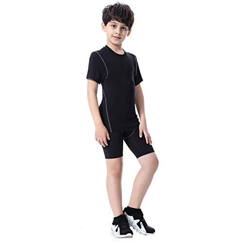 TERODACO Boys Thermal Underwear 2 PCS Athletic Base Layer Kids' Compression Shirts and Leggings Set - Thumbnail 7