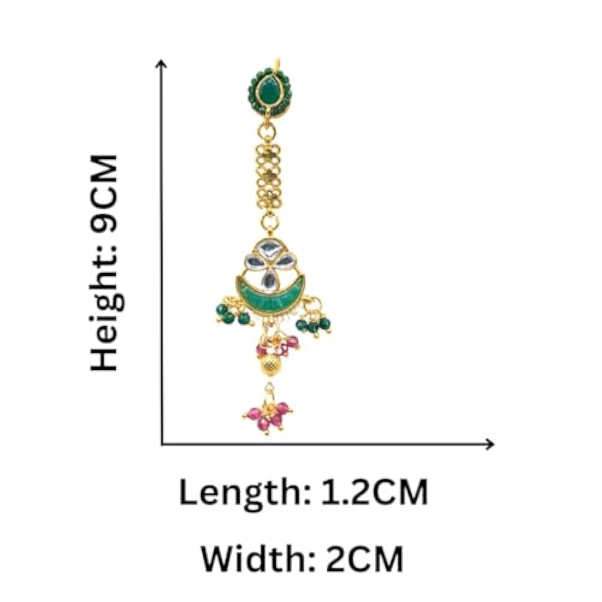 Kundan & Emerald Green Stones Studded Chandbali Dangle Earrings