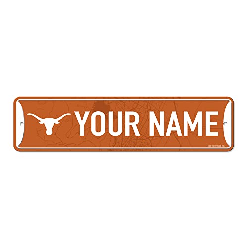 Rico Industries NCAA Texas Longhorns Primary Personalized Metal Street Sign 4" x 15" Home Décor - Bedroom - Office - Man Cave