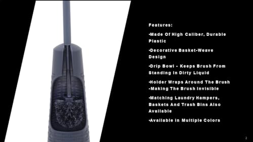Image of Superio Toilet Bowl Brush and Holder Charcoal Grey, Palm Luxe Wicker Toilet Brush with Holder