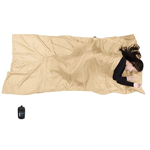 Browint Seiden-Schlafsack-Innenfutter, Seiden-Schlaftuch, Sack, extra breit, 221 x 109,2 cm, leichtes Reise- und Camping-Bettlaken für Hotel, mehr Farben zur Auswahl, verstärkte Zwickel, Kissentasche Cover