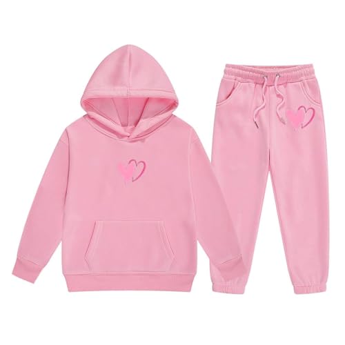 Toddler Kids Sweatsuit Boys 2 Piece Tracksuit Heart Print Sweatshirt Hoodie Sports Pants 2PC Girl Fall Winter Clothing Set3