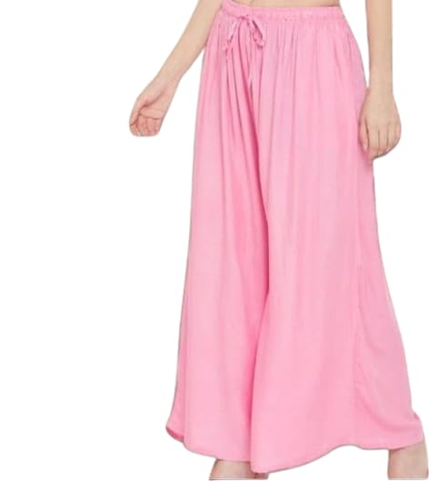 Women's Girls Solid Pink Rayon Palazzo-picture-20