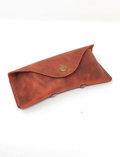 Image of Leather Eyeglass Case -Glasses Case - Sunglass Case - Genuine Leather Eyeglasses Case with Snap Closure