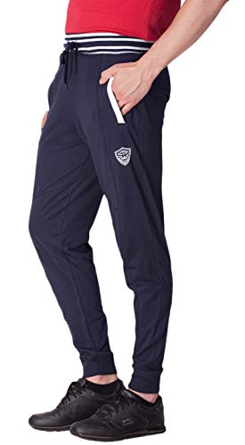 Image of ONN Men's Supreme Cotton Rich Fabric Track Pant |Relaxed Jogger for Men |Ribbed Color Broad Waistband with Drawstring | Vertical Contrast Ribbed Zippered Pockets|OA757