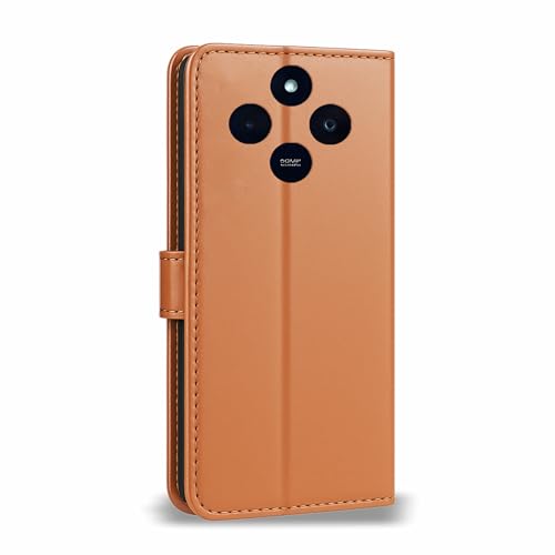 Image of AIBEX Shock Proof Flip Compatible for Redmi 14C 5G /Poco M7 5G /Redmi A4 5G /Poco C75 5G Flip Cover Leather Finish|Inside TPU with Card Pockets|Wallet Stand|Complete Protection Flip Case - Brown