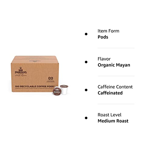 Don Francisco's Organic Mayan Blend Medium-Dark Roast Coffee Pods - 100 Count - Recyclable Single-Serve Coffee Pods, Compatible With Your K- Cup Keurig Coffee Maker (Including 2.0) #TOP6