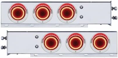 United Pacific 22252 2-1/2" Bolt Pattern SS Spring Loaded Rear Bar w/6X 4" Red LED "Mirage" Lights & Visor -Red Lens