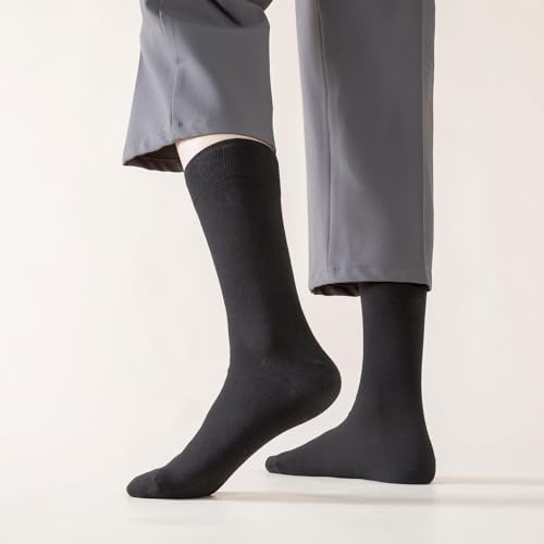 J-BOX Men's Cotton Dress Socks, Athletic Crew Socks for Men, Classic Plain Colors, 3-6-8 Pairs