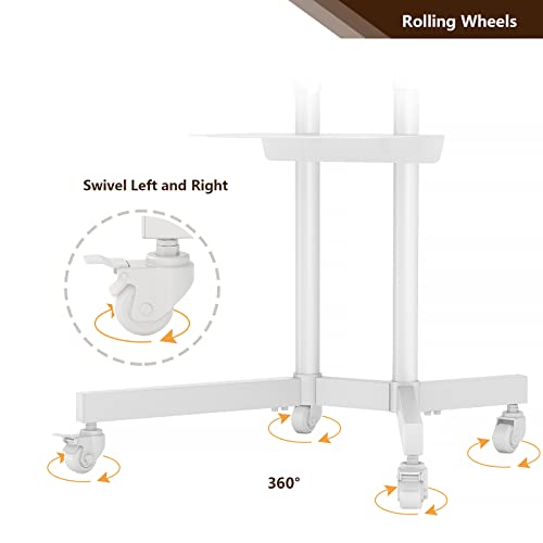 Mobile Tv Stand For 32-83 Inch Lcd Led 4K Flat Screens With Wheels - Height Adjustable Tv Cart Rolling Tv Stand With Laptop Shelf, Outdoor Tv Stand - Max Vesa 600X400, White #TOP7