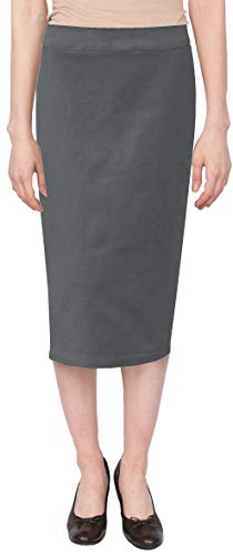 Baby'O Women's Basic Below The Knee Stretch Denim Pencil Skirt