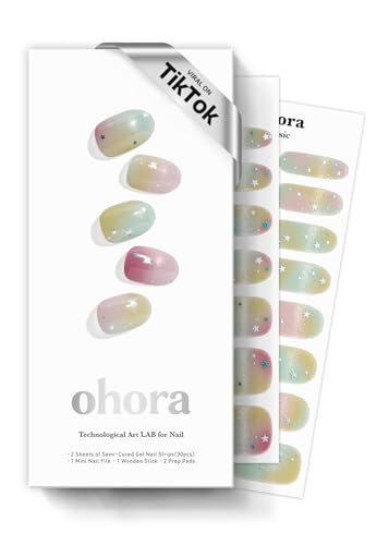 ohora Semi Cured Gel Nail Strips ([2025 Christmas Set] N Dazzling Night &amp; N Tartan Bustier) - Works with Any Lamps, Salon-Quality, Long Lasting, Easy to Apply &amp; Remove