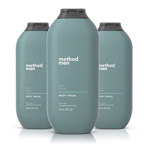 Method Men Body Wash, Sea + Surf, Paraben and Phthalate Free, 18 FL Oz (Pack of 3),Softening