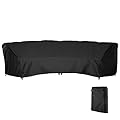 COOSOO Curved Sofa Cover Outdoor Patio Furniture Cover Couch Sectional Protector Waterproof Half Moon Sofa Set Cover with Windproof Elastic Cord for Garden Lawn Indoor All Weather Protection