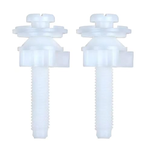 Image of 2 Pack Universal Toilet Seat Screws Replacement Kit, Plastic Bolts Toilet Seat Hinge Bolt Screws with Plastic Nuts and Washers Parts Kit, White