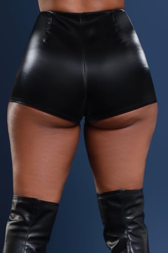 Zebaexf Women Sexy Black Leather Shorts High Waist Legging Faux Stretchy Shorts PU Leather Pants4