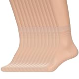 Nogeqi 6 Pairs Sheer Socks for Women, Thin Soft Ankle High Nylon Socks Stylish, Reinforced Toe Ankle Stockings for Women (Nude)